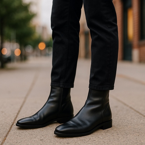 Prada Men's Black Leather Side Zipper Ankle Boots GUC! - Picture 1 of 16